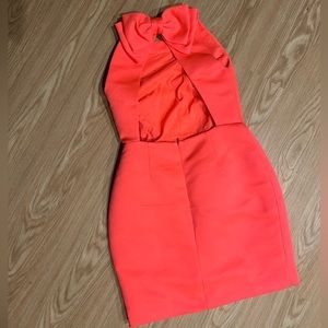 Kate spade hot pink dress with bow and semi-open back